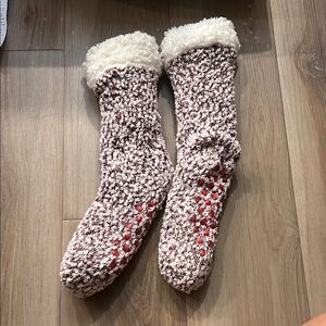 Cozy Fuzzy Socks with Red Dots